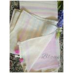 Subtle English Color Pure Linen Saree with Pink and Powder Blue Stripes