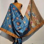 Tussar Silk Saree (Blue & Gold)