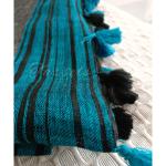 Blue and Black Striped Pure Linen Saree