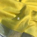 Lemon Yellow Handloom Linen Saree