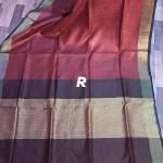 Maroon Black Handloom Linen Saree