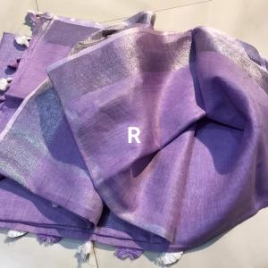 Mauve Handloom Linen Saree