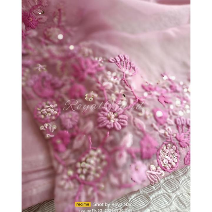 Parsi French knot Hand embroidery pink Suit