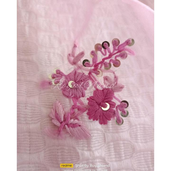 Parsi French knot Hand embroidery pink Suit