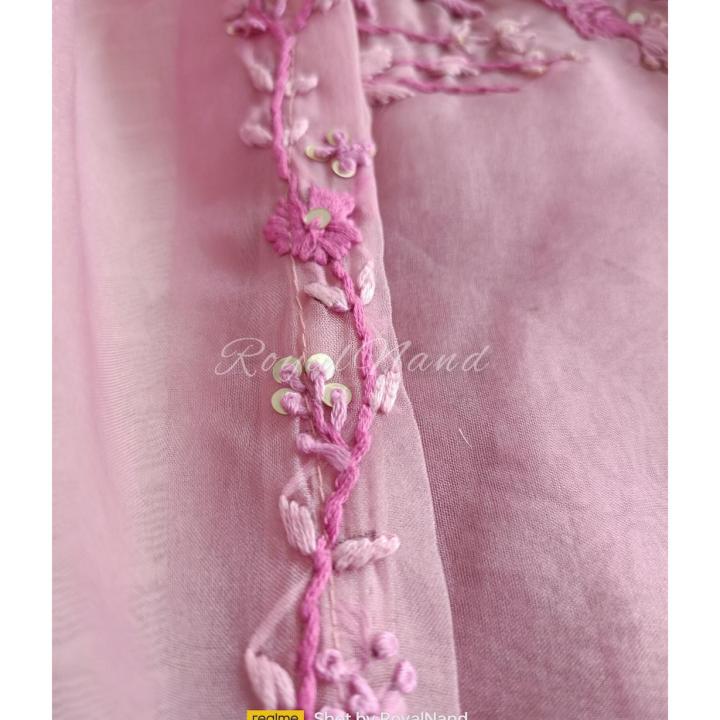 Parsi French knot Hand embroidery pink Suit