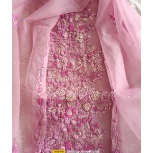 Parsi French knot Hand embroidery pink Suit