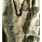 Pure linen suit with machine embroidery