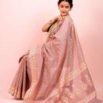 Saree Pure cotton chevron (Dark Peach)