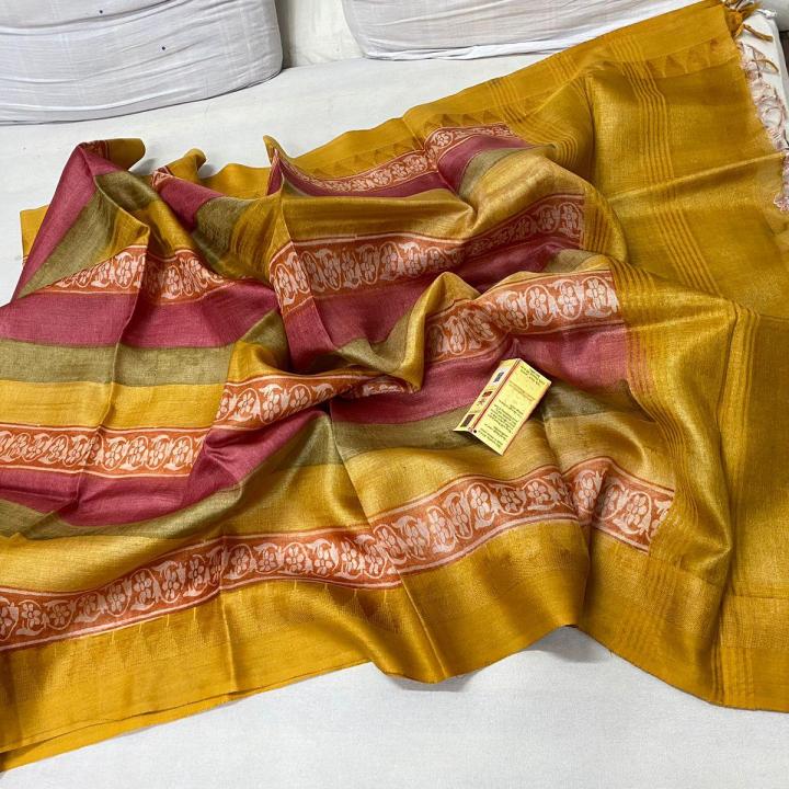 Tussar Dupatta Gold & Red