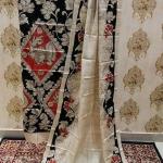 Two Piece Suit Tussar Silk (Black, Gold & Off white)