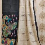 Two Piece Suit Tussar Silk (Black, & Off white)