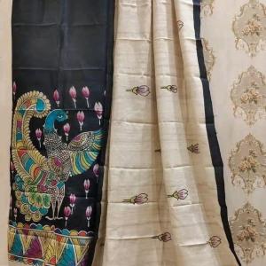 Two Piece Suit Tussar Silk (Black, & Off white)