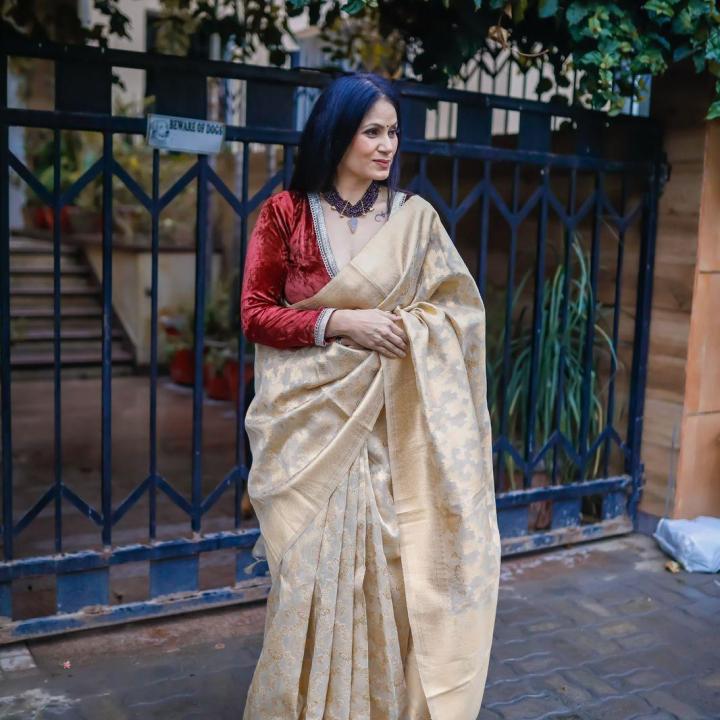 Peach Tissue Saree
