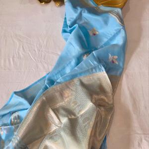Pastel Blue Colour/English Blue Shade Mango Silk Saree