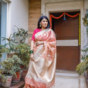 Pastel Pink Shade Mango Silk Saree