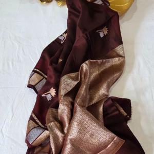 Dark Brown Shade Mango Silk Saree