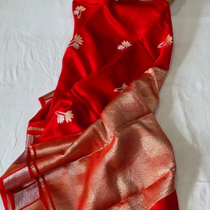 Tomato Red Shade Mango Silk Saree