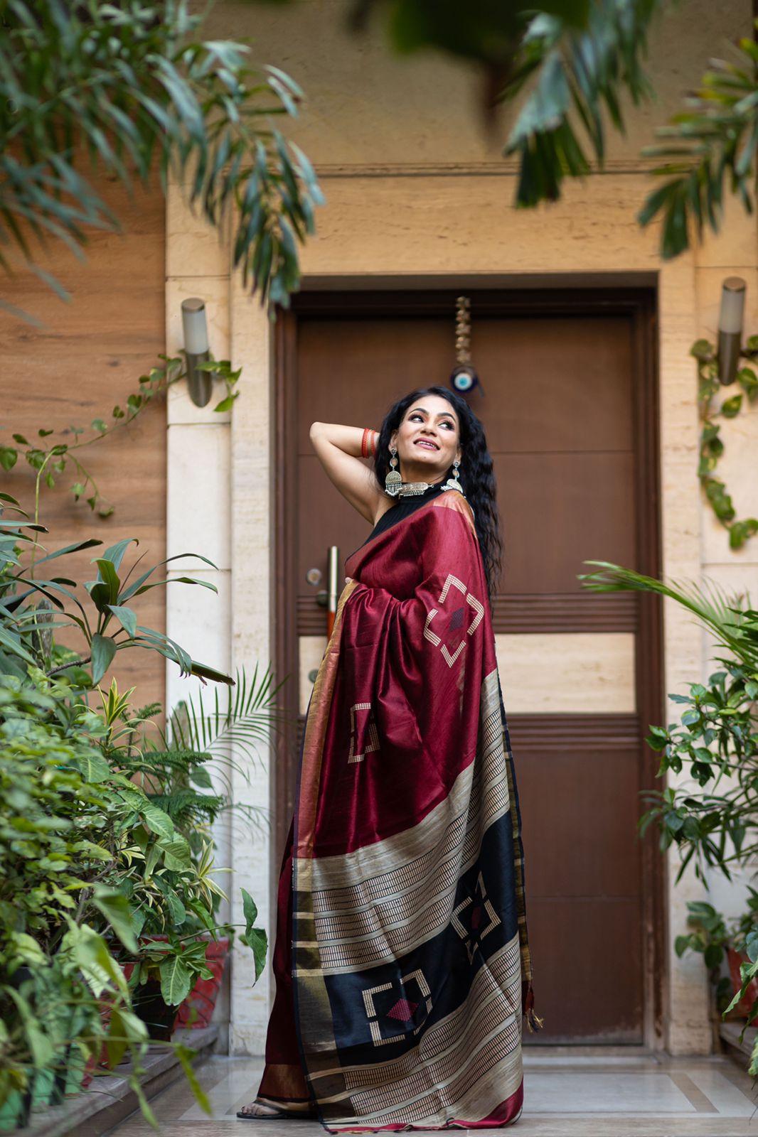 Katiya Work on Dupion Silk & Raw Silk Sarees: A Timeless Handcrafted Legacy