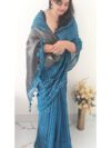 Ferozi Blue Black saree