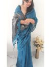 Ferozi Blue Black saree - Image 2