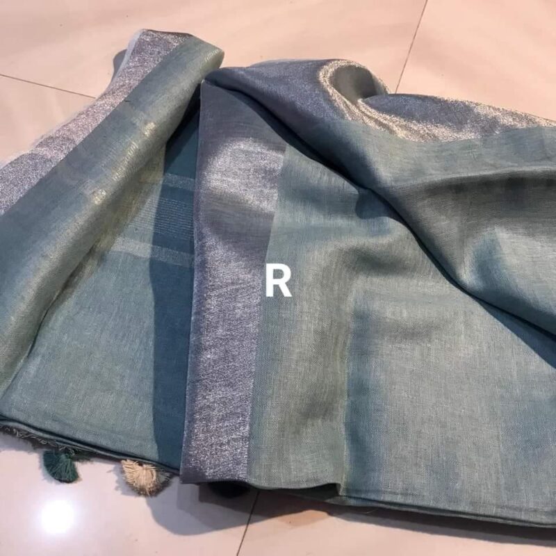 Grey Handloom Linen Saree