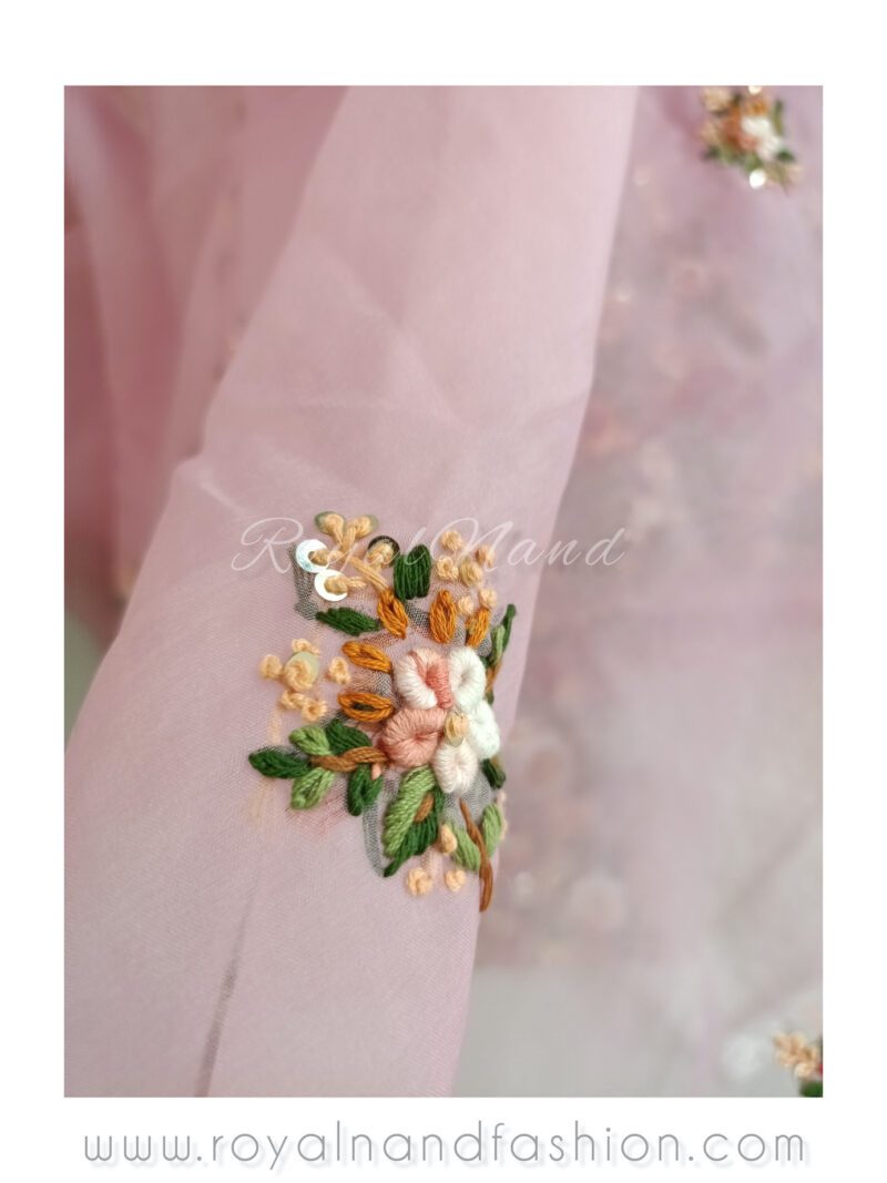 Parsi French knot Hand embroider Multi pink Suit - Image 4