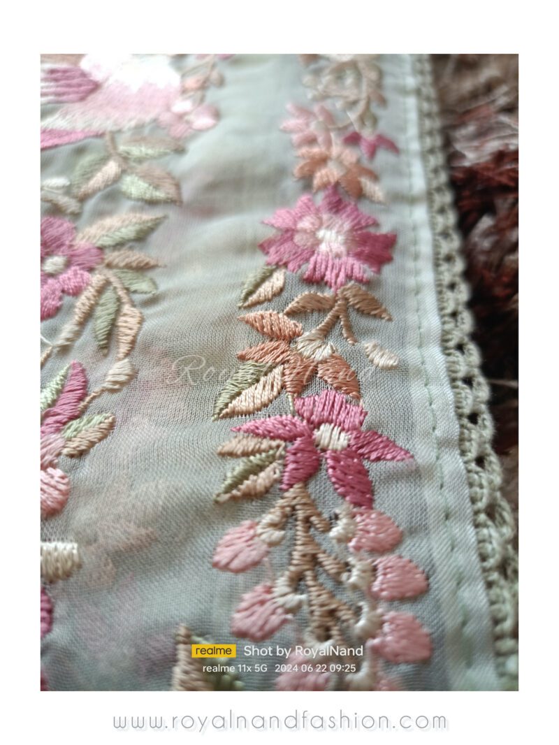 Parsi pure organza saree  pastel green shade - Image 3